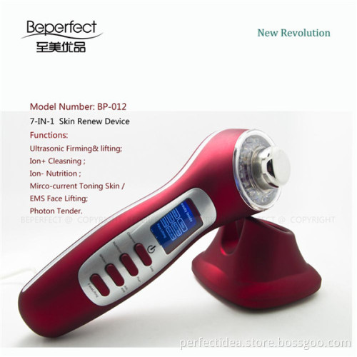 BP012-taobao latest handheld ultrasonic beauty device with 4 color light therapy